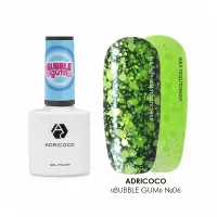 Гель-лак Bubble gum с цветной неоновой слюдой №06 бодрящий лайм, ADRICOCO, 8 мл